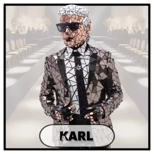 Karl Lagerfeld lookalike mirror costume